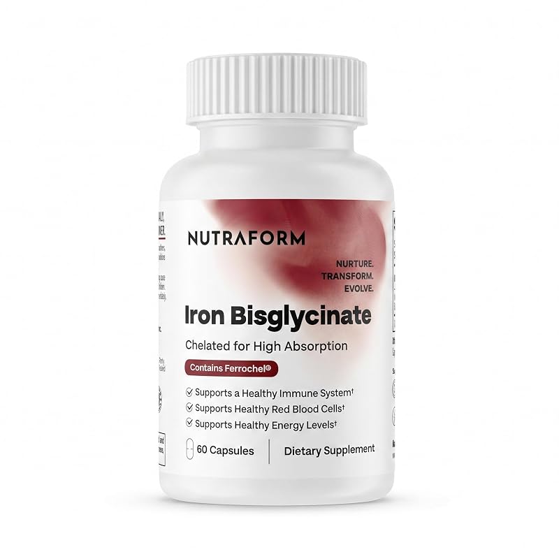 Nutraform Suplemento de Ferro Bisglicinato Quelato Ferrochel 25 mg, 60 cápsulas