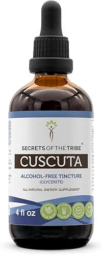 Secrets of the Tribe Cuscuta Tintura Extracto sin alcohol, gotas de hierbas de alta potencia, tintura hecha de trébol silvestre Dodder Sistema