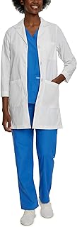 Landau Relaxed Fit 3-Pocket 4-Button Full-Length Lab Coat for Women 3155 White 16T