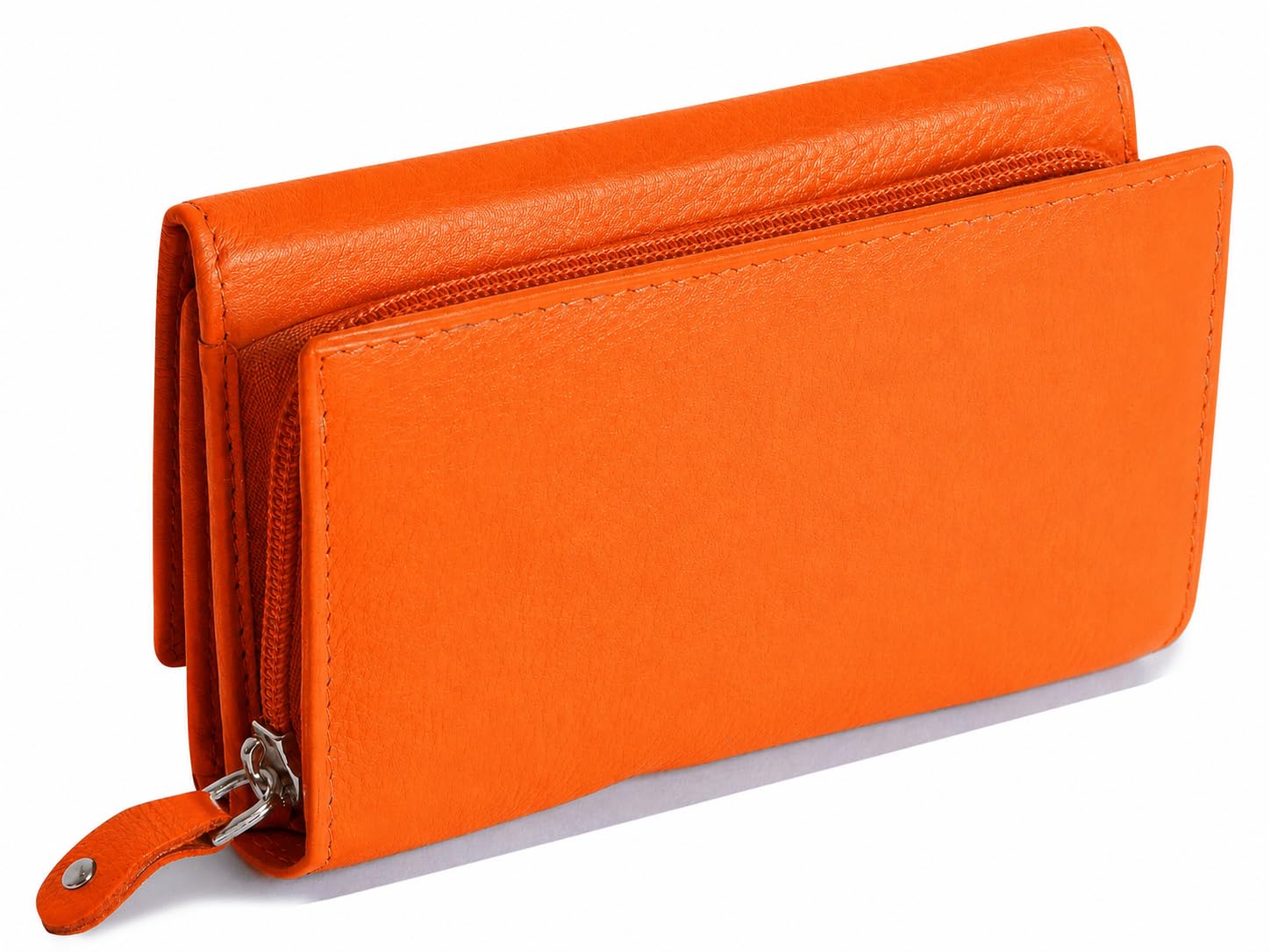SADDLER Portafoglio trifold in pelle nappa con portamonete e chiusura zip