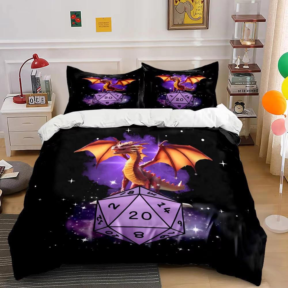 Housse de Couette 90x190 Enfant Microfibre Confortable Parure Dragon
