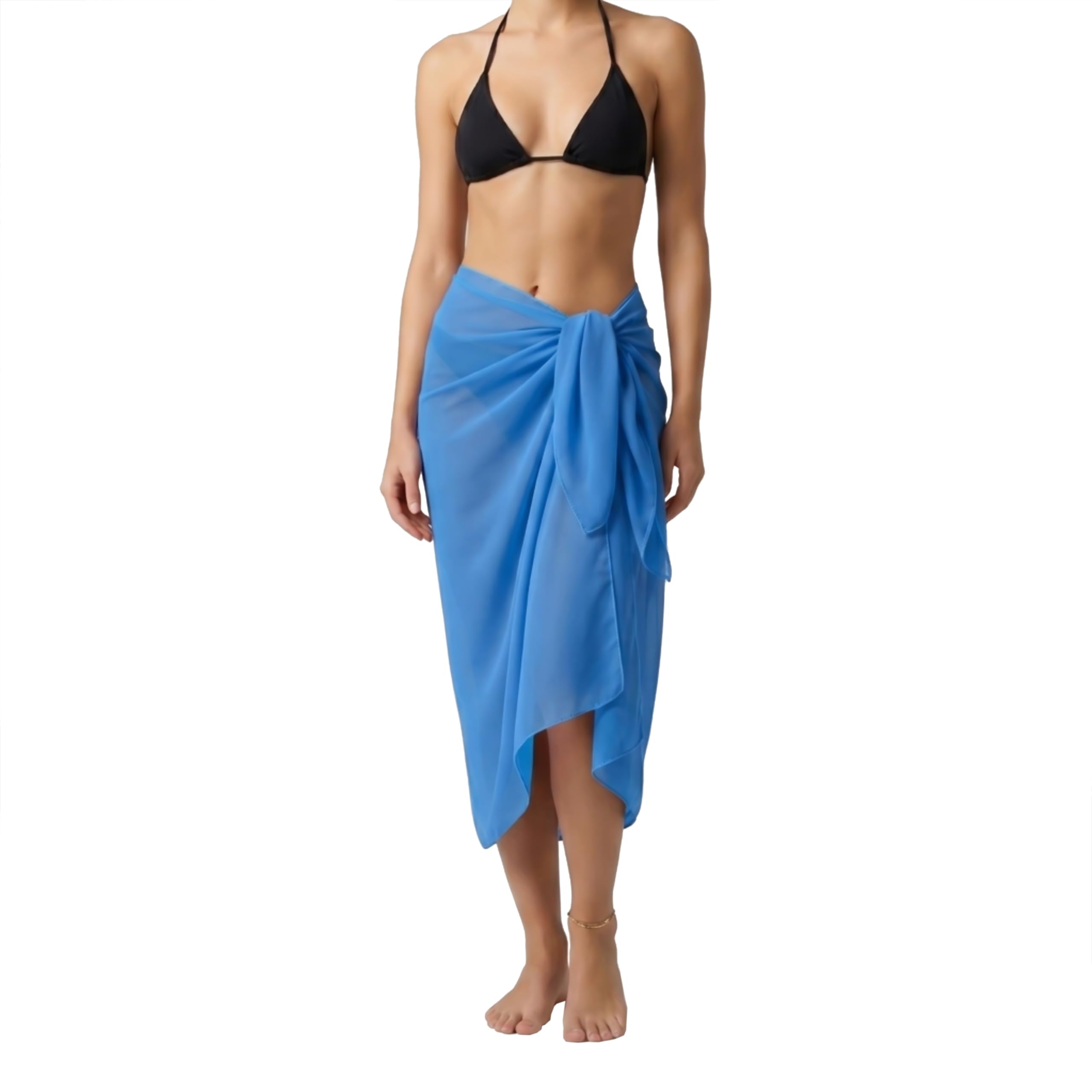 Zakira Women's Turquoise ’S Chiffon Swimsuit Cover Up Sarong – Lightweight Sheer Beach Wrap For Bikini, Pool & Vacation (Turquoise)