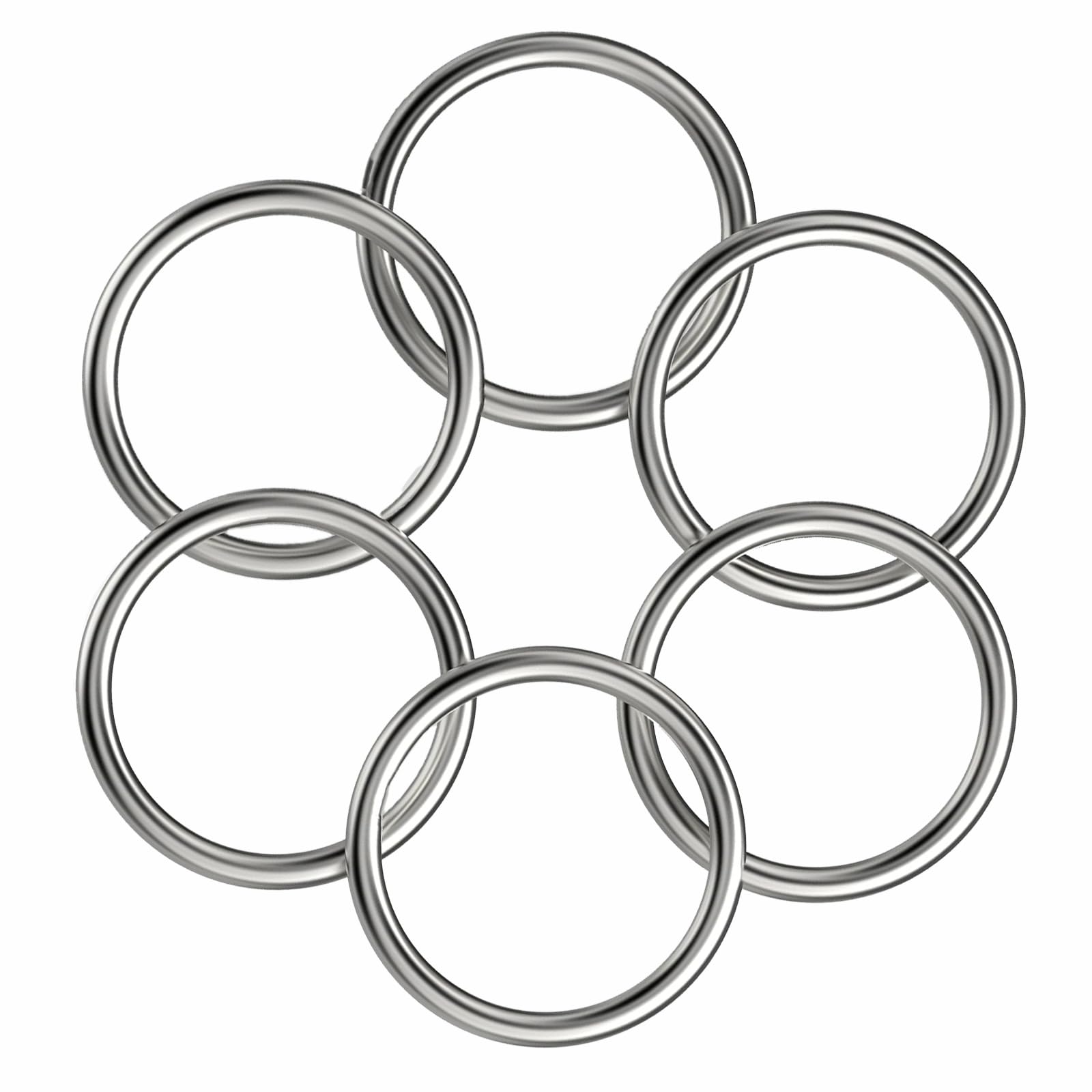 6pcs 2 inch Metal O Rings, Stainless Steel Round Ring Buckles, Solid Welded Metal Ring for Dog Collars, Macrame, Hanging Strap Slings