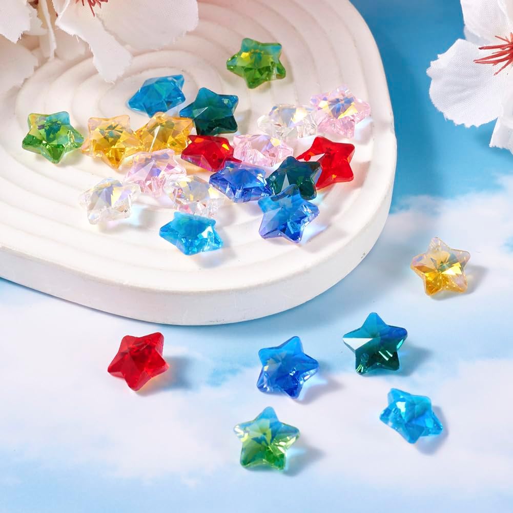 KISSITTY 32pcs Faceted Star Glass Charms for DIY Jewelry Making - Image 5