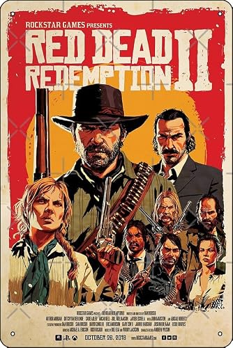 Red Redemption II Poster 8 x 12 Inch Funny Metal Tin Sign Game Room Man Cave Wall Decor