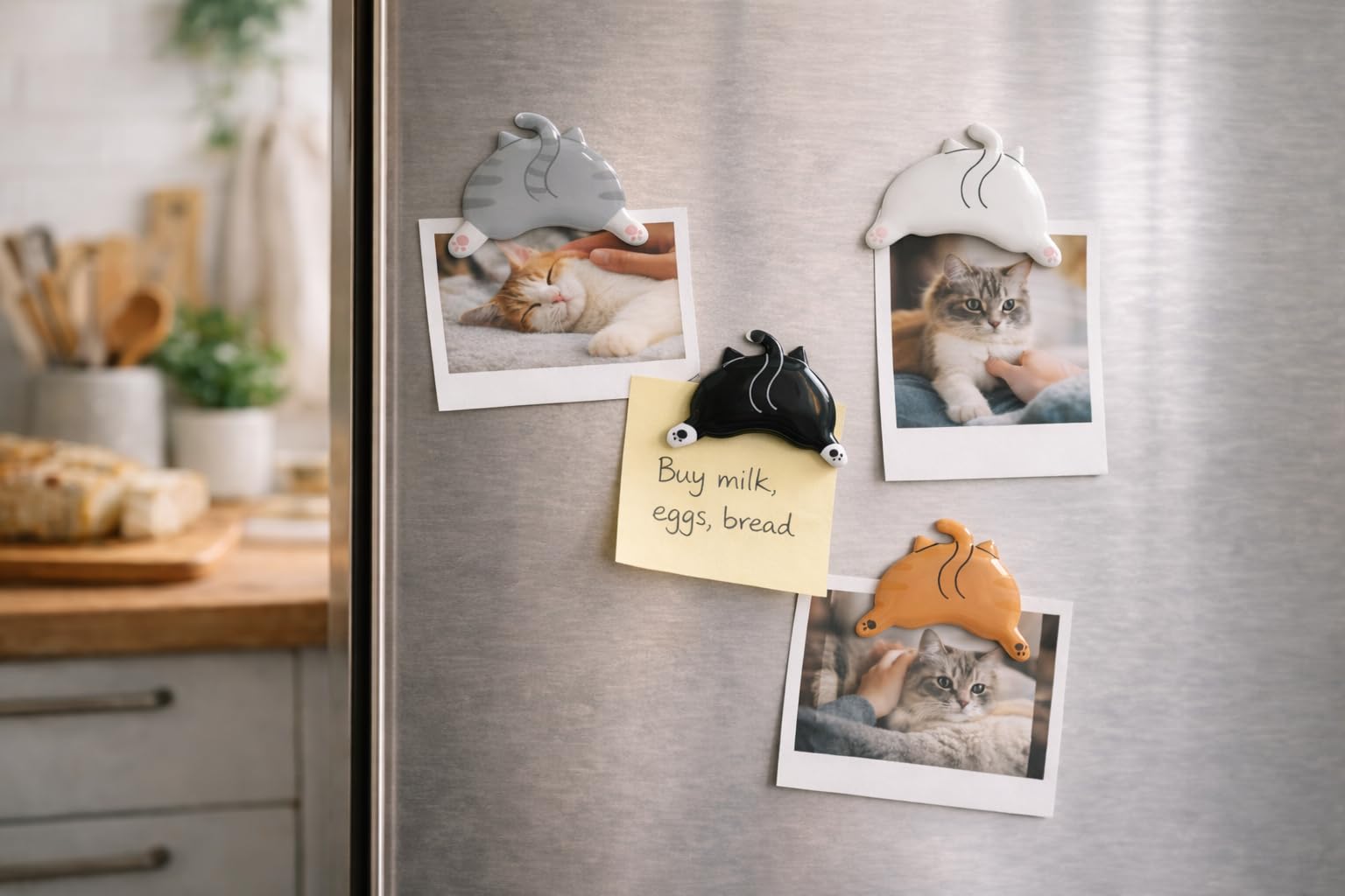 Pearhead Cat Bum Kitchen Magnets, Pet Themed Refrigerator Magnets, Funny Novelty Gift for Cat Lovers and Pet Parents, Ideal Decor for Home, School Locker and Office Whiteboard, Set of 4
