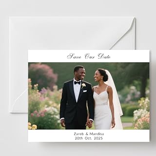 Custom Save the Date cards for Wedding Invitations With Photos and Envelope, Personalized Multifunctional Party invitations card, 5x7 or 4x6 in 15PCS or more (Horizontal with 1 picture)
