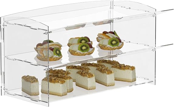 Acrylic Display Case, Acrylic Pastry Display Case, Donut Display Cabinet, Countertop Display Case for Bakery, Deli 2 Tier - 19" x 10" x 9"