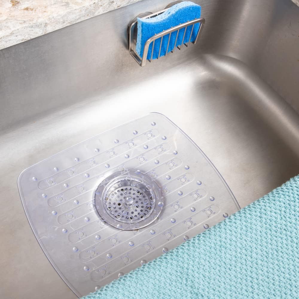 Home Basics Sink Mat, 13" x 11" x .75", Clear