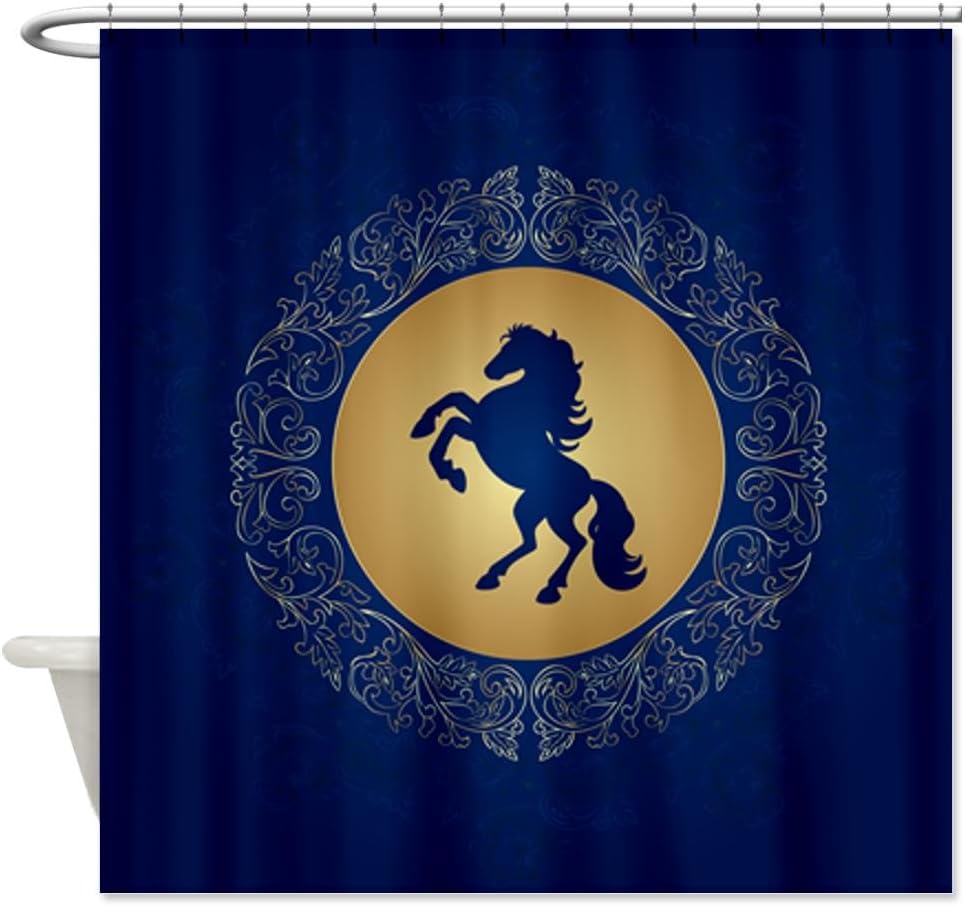 Shower Curtain Horse on Dark Blue Field