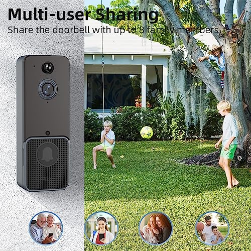 Entemah Câmera de campainha sem fio com duas campainhas WiFi Vídeo campainha com detecção humana PIR
