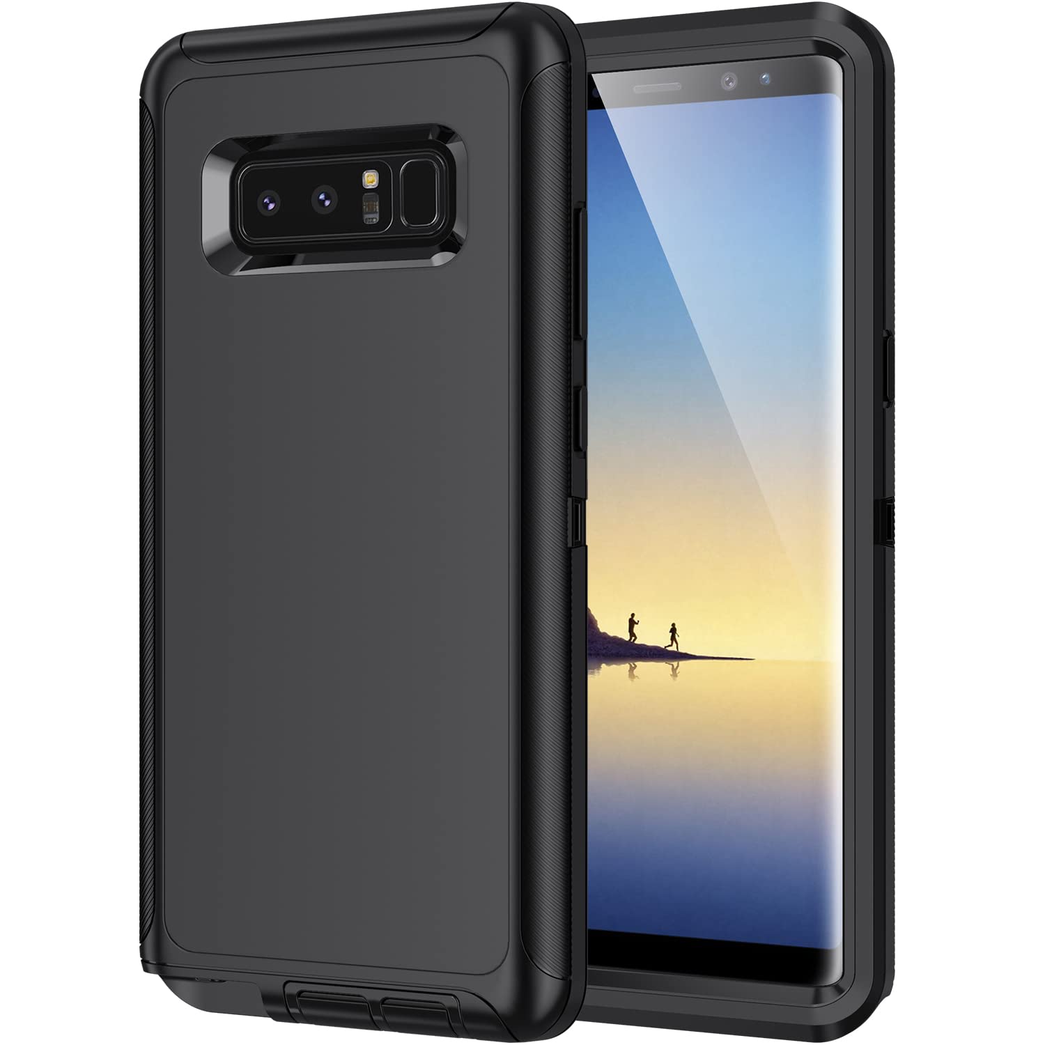 Mieziba for Galaxy Note 8 Case,Shockproof Dropproof Dustproof,3-Layer Full Body Protection Heavy Duty High Impact Hard Cover Case for Samasung Galaxy Note 8,Black