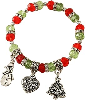 سوار خرز لعيد الميلاد بدلاية سانتا كلوز، مزين بحبات خرز، هدية مثالية للنساء والبنات في موسم الأعياد