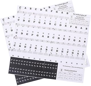 Vaguelly 2 Pcs Kids Keyboard Color Stickers Piano Stickers Piano Keyboard Stickers Letter Piano Stickers Piano Note Stickers Electronic Organ Sticker Piano Keys Applique Music Black Staff