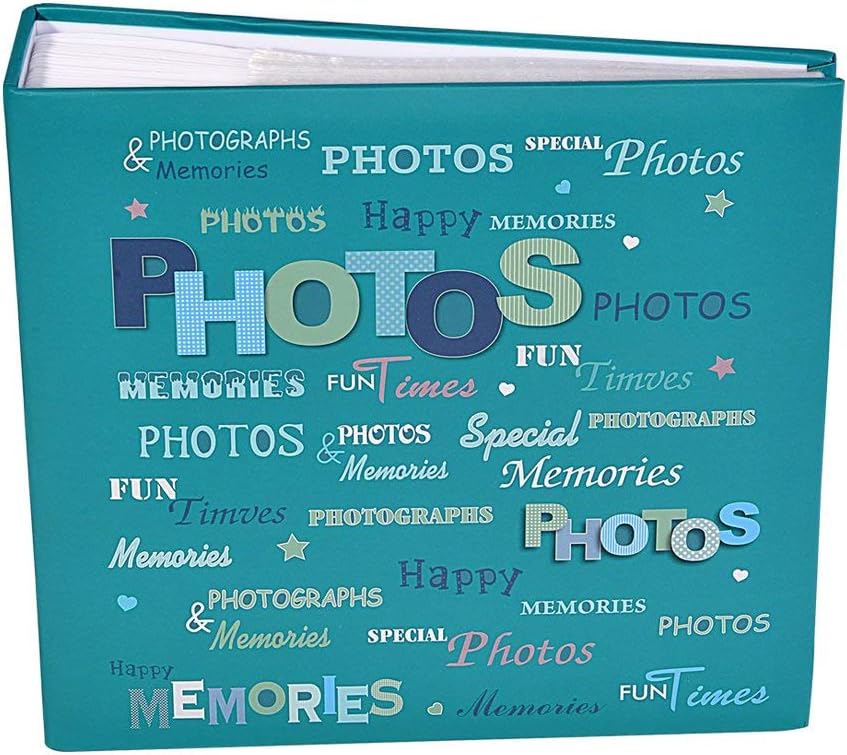 Large Slip in Memo Photo Album Holds 200 Photos 6 x 4-Inch Wedding Baby Birthday (Blue-green/200pcs)