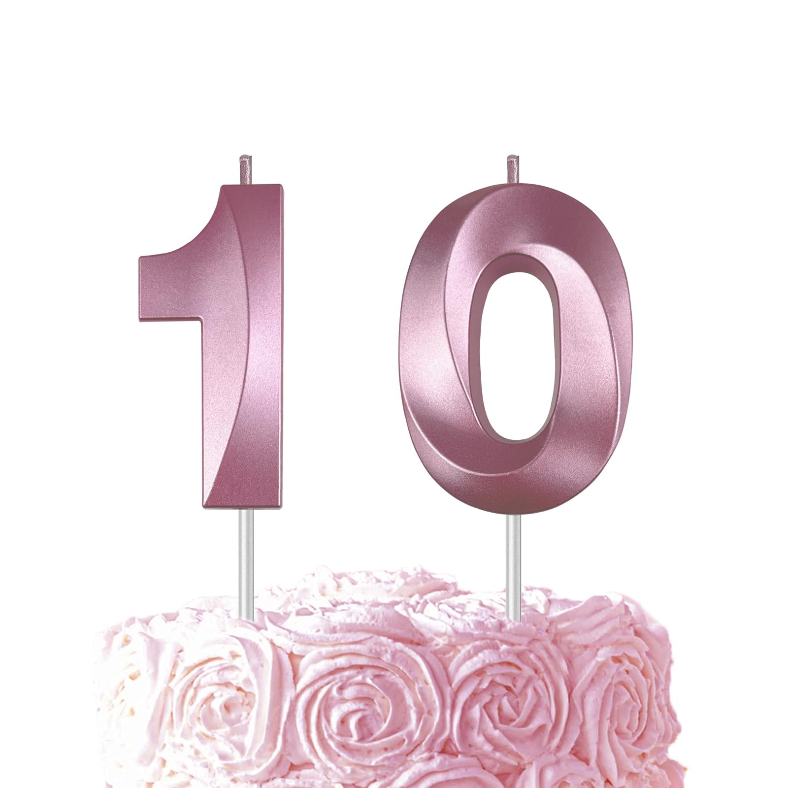 Pink Birthday Number 10 Candles for Wedding Party Cake Decorations