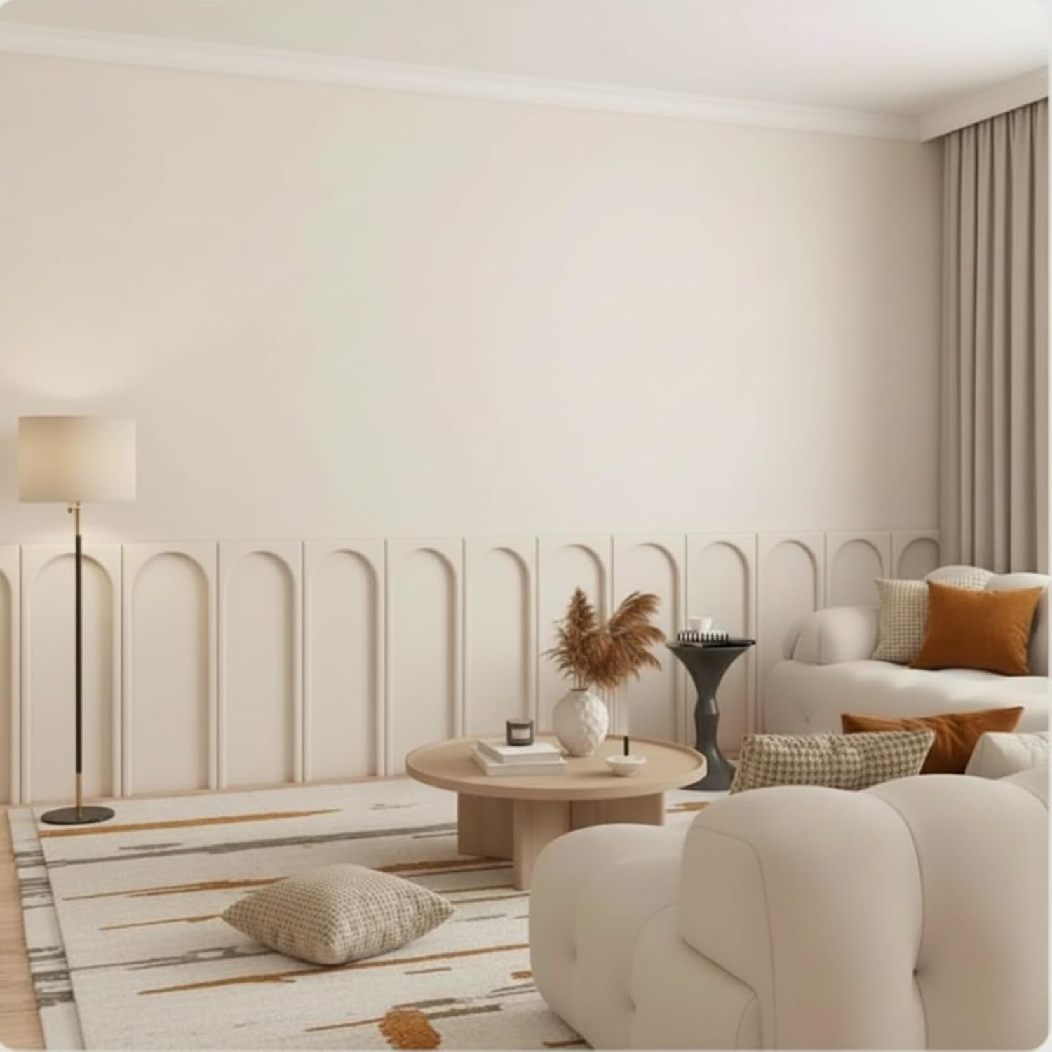 6 Set 36 x 12in Arch MDF Wall Molding Kit Pre Cut Arch Wainscoting Panels Board and Batten Wall Panel Paintable Accent Kit for DIY Kitchen Bedroom Living Room Home Decor