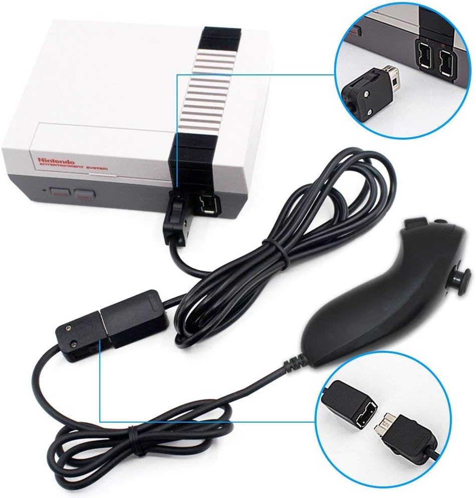 Nunchuck Controller & 10ft Extension Cable Compatible WII & WII U, AFUNTA Controller Replacement with 3m Extension Cable Compatible WII U NES Classic Mini Edition