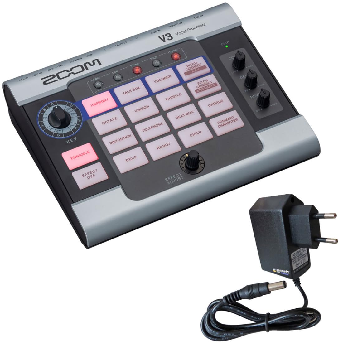Zoom V3 Vocal Processor Gesangs-Effektgerät + 9V Netzteil