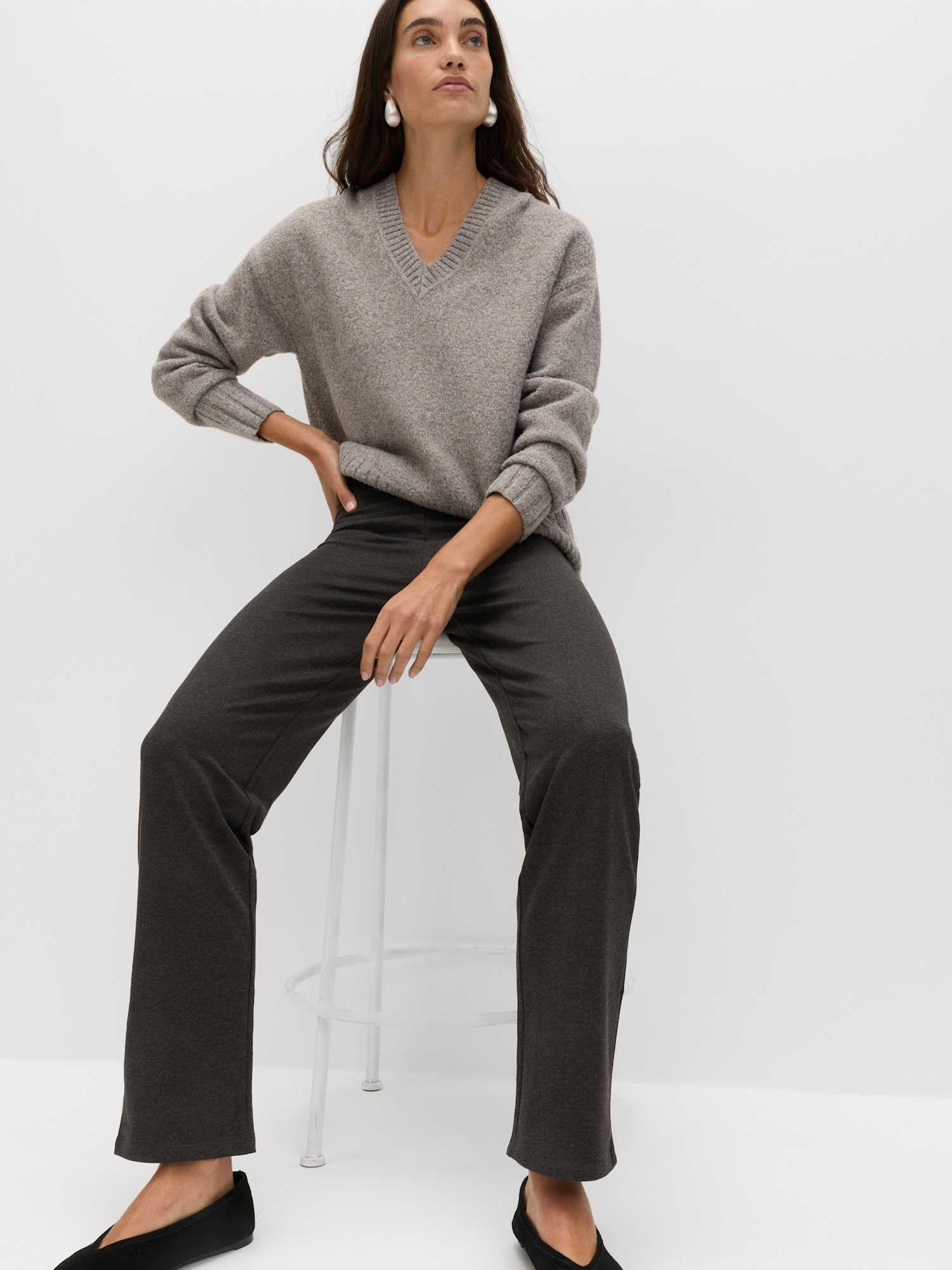 Marks & Spencer Jogging Jambes Droites Femme à Haute Teneur en Coton, StayNew™, Taille Élastiquée
