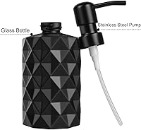 Vista 2 de 12oz Matte Black Soap Dispenser Bathroom, Black Kitchen Soap Dispensers with Stainless Steel Pump & Non-Slip Protective Silicone Pad, Black Glass