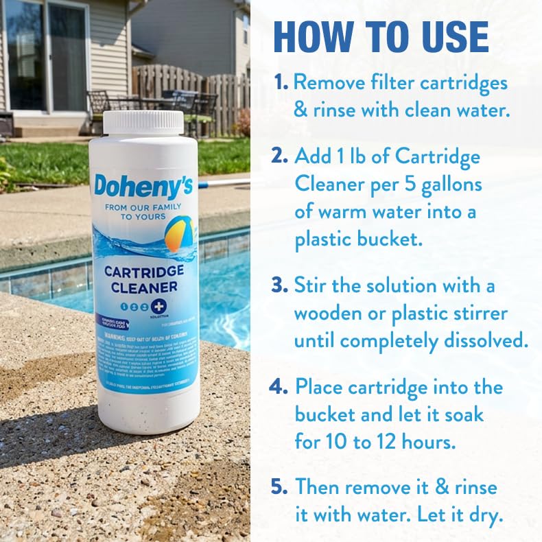 Image of Doheny's Pool Cartridge Filter Cleaner | 100% Professional-Grade | Remove Dirt, Soap, Grease And Film To Clean All Cartridge Elements | For Convenient And Easy Cleaning |