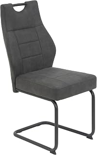 Hela Linda Silla de Comedor con Base en voladizo, Estilo Vintage en Antracita, Estructura de Tubo Redondo Gris, Asiento Confortable con núcleo de muelles, soporta hasta 140 kg, Paquete de 1 Unidad