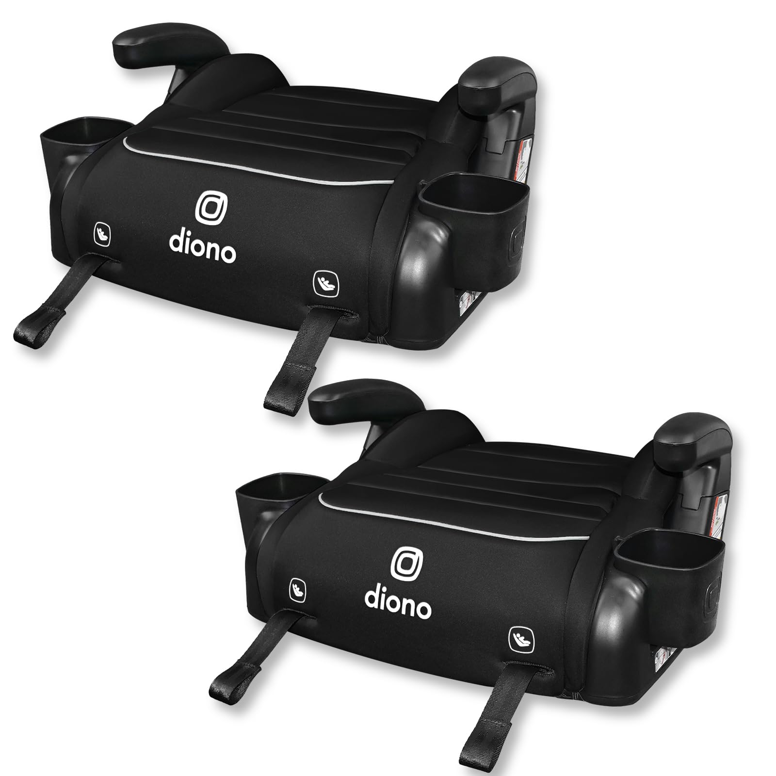 Diono Connect3 RXT Lot de 2 rehausseurs dos nu Slim Fit 3 à travers dans de nombreuses berlines et SUV de taille moyenne, pour enfants de 18 à 54,4 kg, légers avec connecteurs de verrouillage, Black
