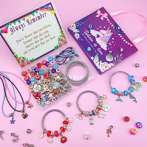Klmars A-1 Charm Bracelet Making Kit,Jewelry Making Supplies Beads,Unicorn/Mermaid Crafts Gifts Set thumb #1