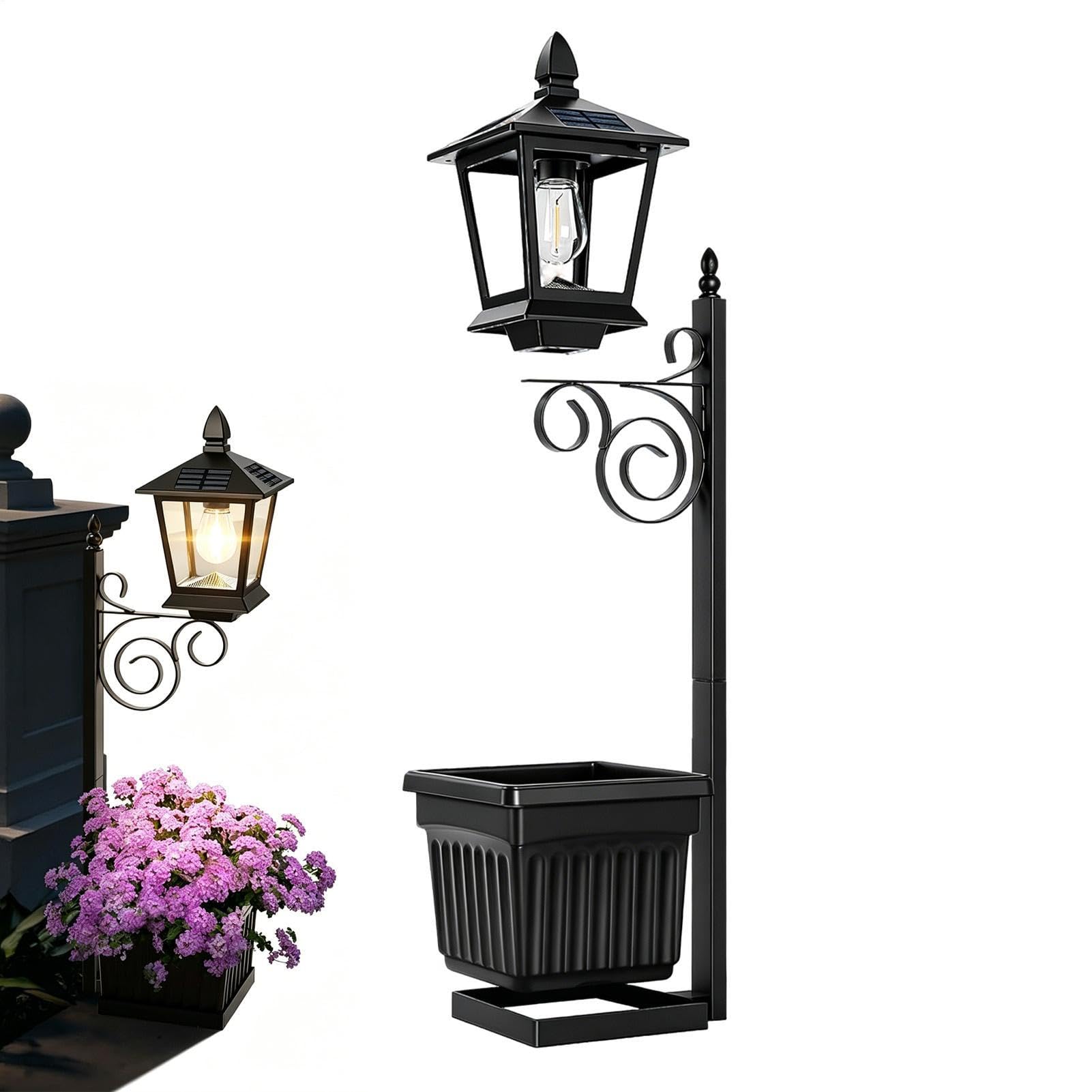 Światło Słoneczne z Skrzynką na Kwiaty Lampa solarna ogrodowa 2 w 1 z