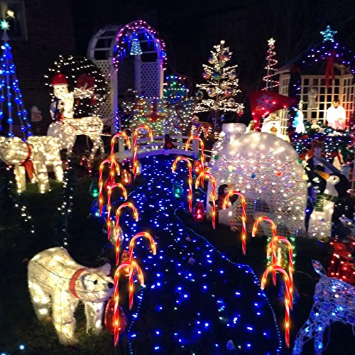 2Pk 24Pcs Upgraded Solar Christmas Candy Cane Lights, Christmas Outdoor Decorations For Yard, Waterproof With 8 Modes For Christmas Party Patio Garden Decoration #TOP6