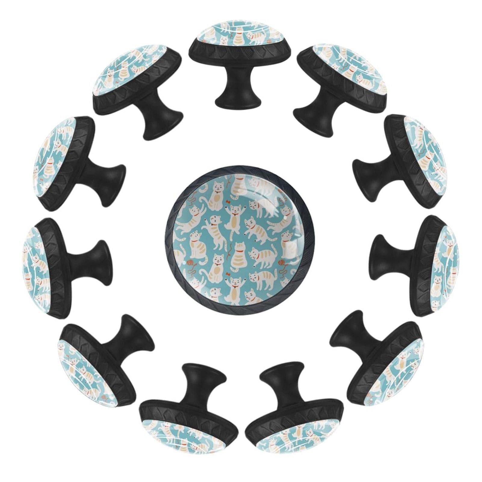 Boutons de tiroir chat ronds 35 mm blancs pour meuble et placard