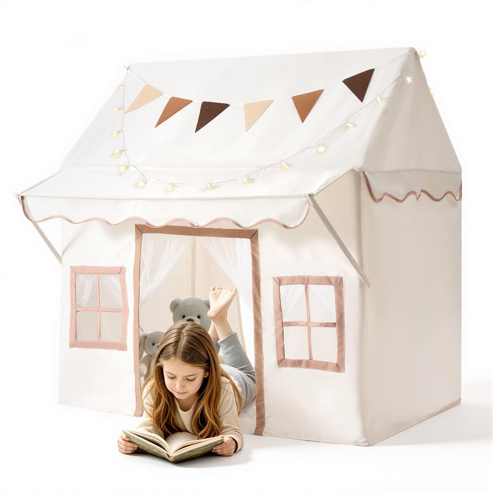 VEVOR Tenda da Gioco per Bambini con Tettoia 2 in 1 con Tappetino Imbottito