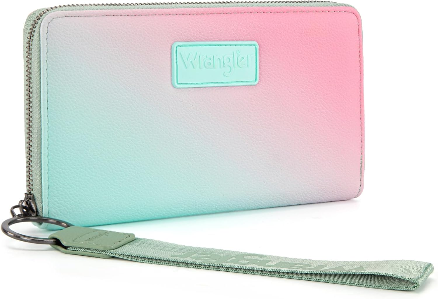 Montana West X Wrangler Wristlet Wallets for Women Gradient Color Bifold Wallet Large Capacity RFID Blocking Clutch Wallets with ID Window