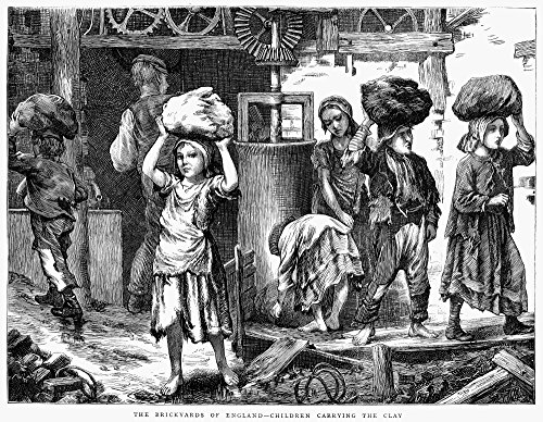 England Child Labor 1871 NThe Brickyards Of England - Children Carrying The Clay Wood Engraving English 1871 Poster Print by (18 x 24)