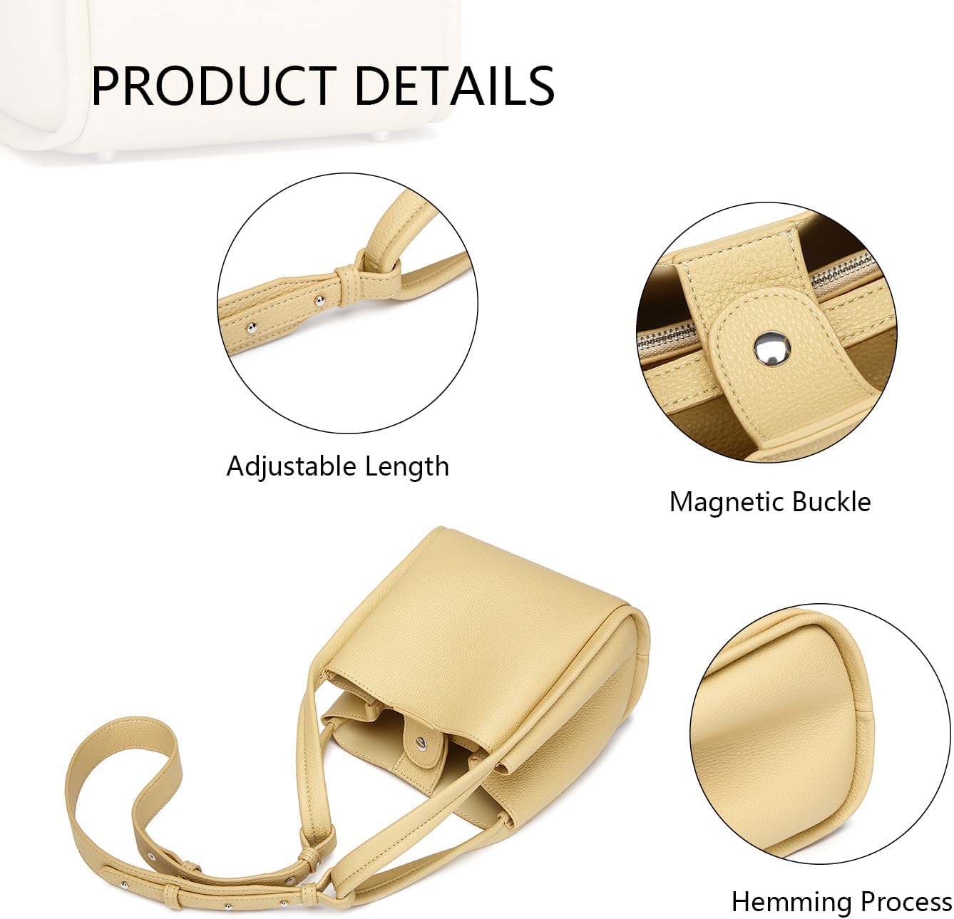 PU Leather Tote Bag Slouchy Handbag with Zipper Stylish for Women's - Image 5