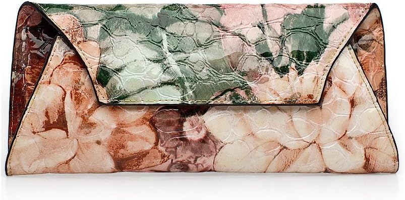 Banff Second Layer Genuine Leather Crocodile Patent Leather Ethnic Style Portable Handbag Clutch Style C