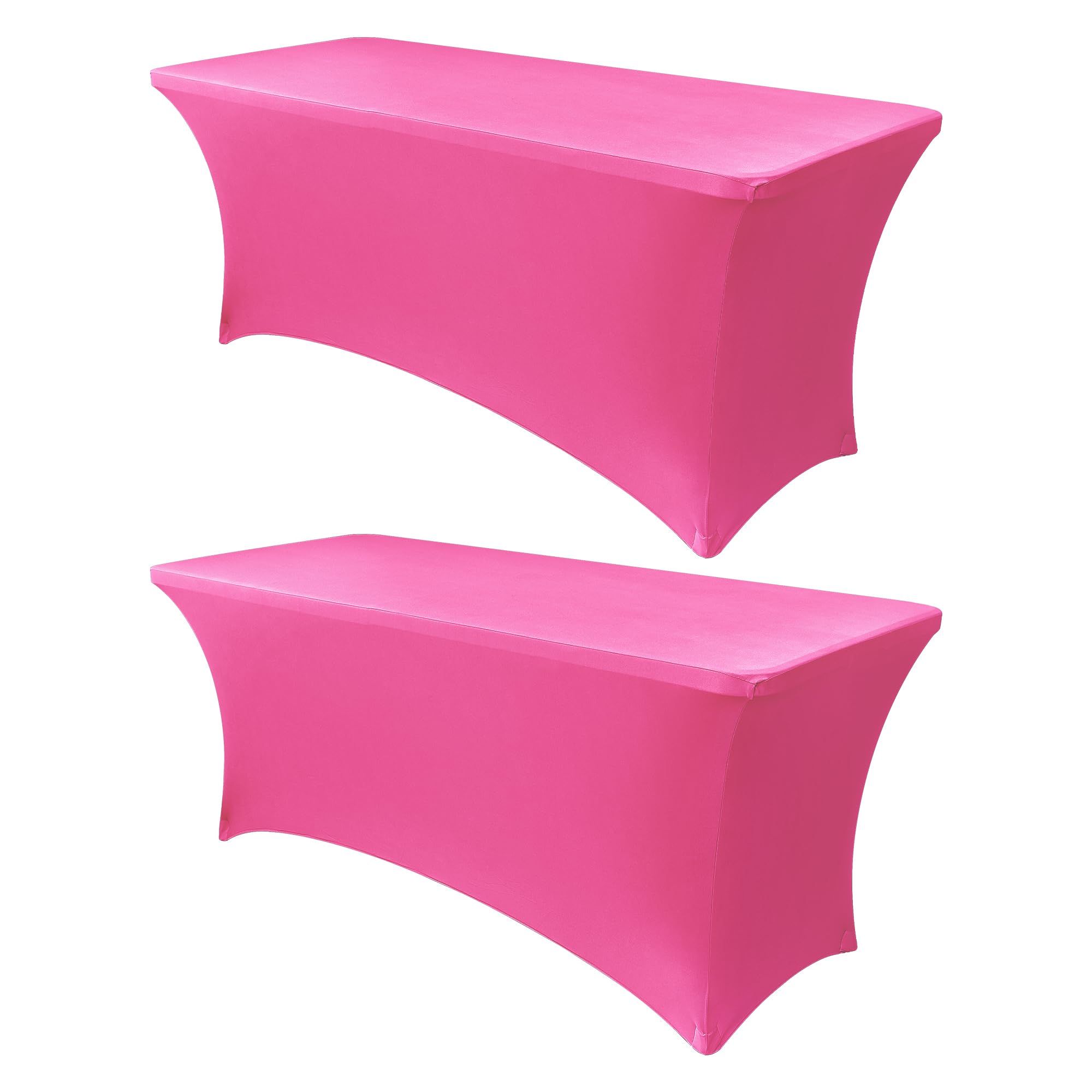Obstal 6ft Stretch Spandex Table Cover, 2 Pack, Waxberry Red