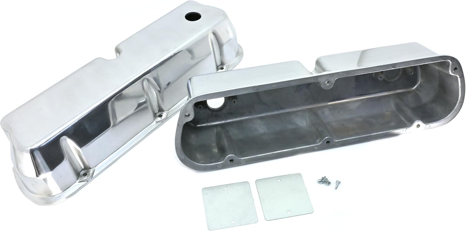 Compatible/Replacement for 1962-85 Ford Small Block 289-302-351W-5.0L Tall Polished Aluminum Valve Covers - Smooth