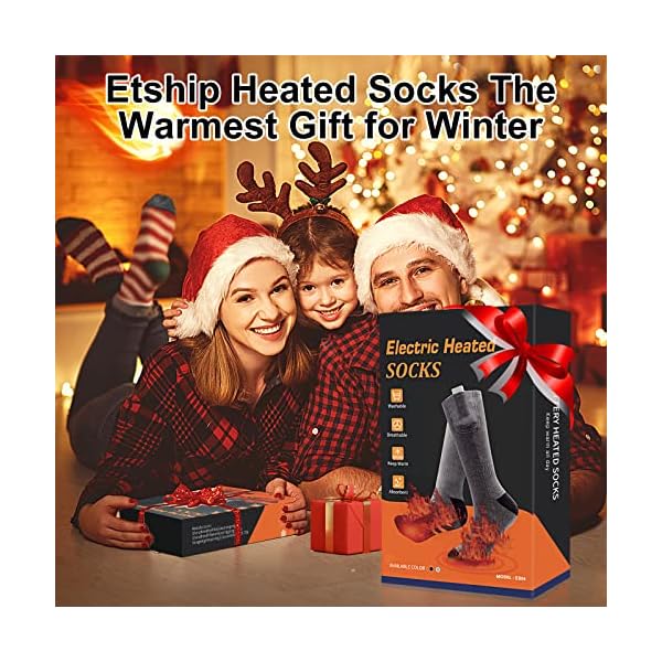 Heated Socks, Double-Sided Electric Socks, 5000mAh Rechargeable Battery, High Efficiency Charging 4-Gear Heating, More Power for Indoor Outdoor Sports, Winter Gift for Women Men - Grey - Image 8
