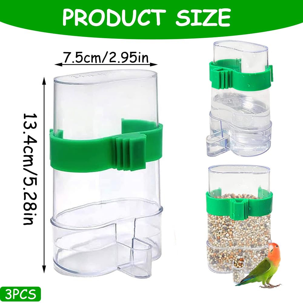 Distributeur Automatique De Nourriture Pour Perroquets - Capacité 400 Ml - Avec Perchoir - Transparent, Anti-débordement - Pour Cages, Volières