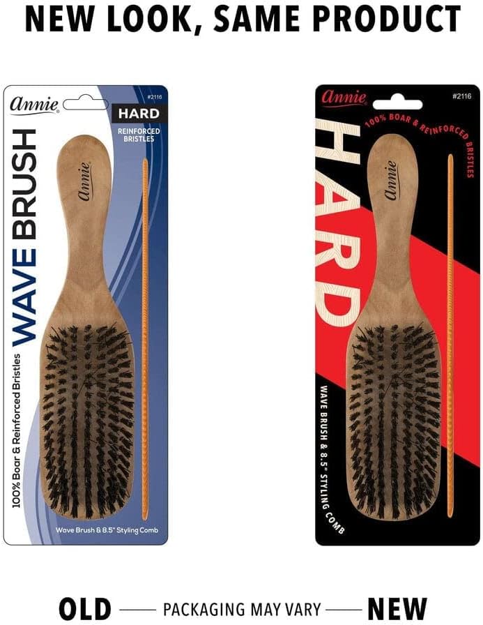 Annie Hard Wave Brush with 100% natural Boar Bristle by Annie
