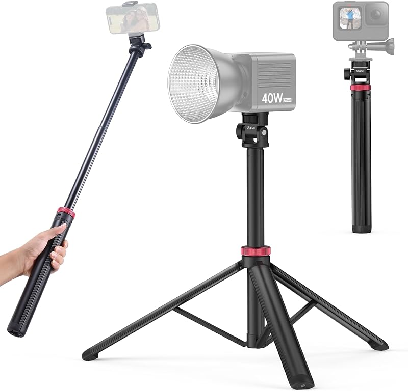 MT-79 Extendable Tripod Aluminum 81" Portable Adjustable Light Stand w 1/4" Screw, 180° Rotation Camera Phone Tripod for Camera Video Light Cellphone,Lightweight for Travel,Up Load 2.2lb