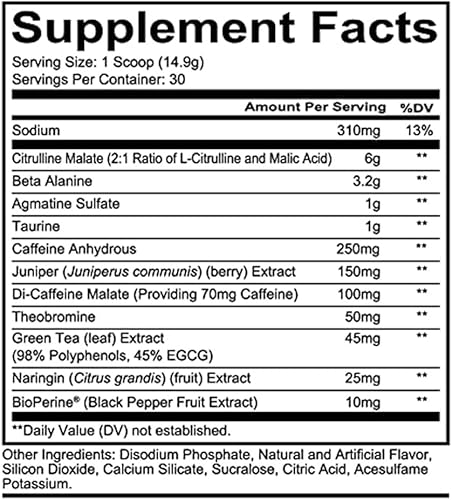 Miniatura 2 de REDCON1 Total War - Suplemento energético deportivo con citrulina L, ácido málico, extracto de hoja de té verde, unisex, 3.2 g de beta alanina