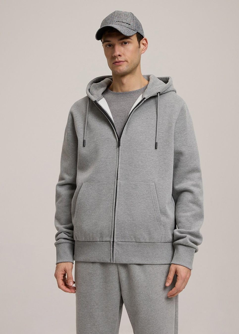 DIVERSE Męska Bluza, z Kapturem, z Zamkiem Błyskawicznym, Długi Rękaw, Kieszeń Kangurka, Bawełniana, z Logo BASEZIP M