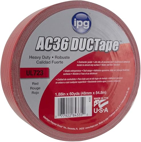 IPG 4335 Cinta adhesiva AC36 de alta resistencia, 1.88 pulgadas x 60 yardas, rojo