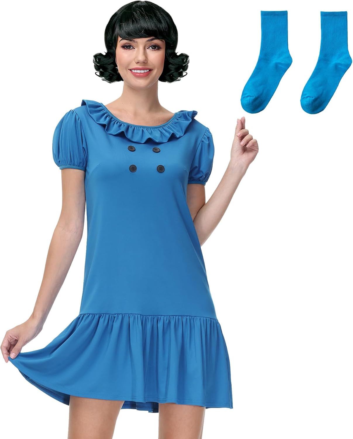 Maisolly Women's Halloween Costume Adult Puff Sleeve Mini Dress