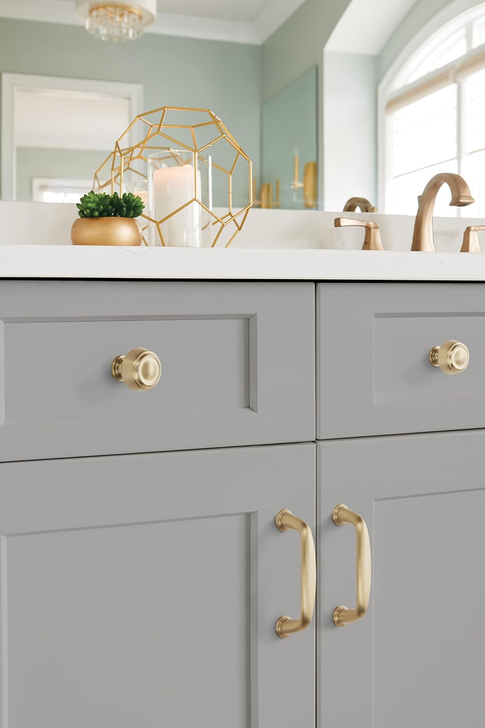 Amerock | Cabinet Knob | Golden Champagne | 1-3/16 inch (30 mm) Diameter | Kane | 1 Pack | Drawer Knob | Cabinet Hardware