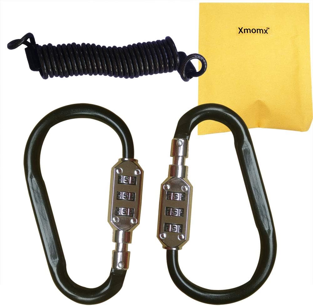 Xmomx 2 pcs ZineAlloy Black Lock Carabiners Resettable 3 Dial Digit