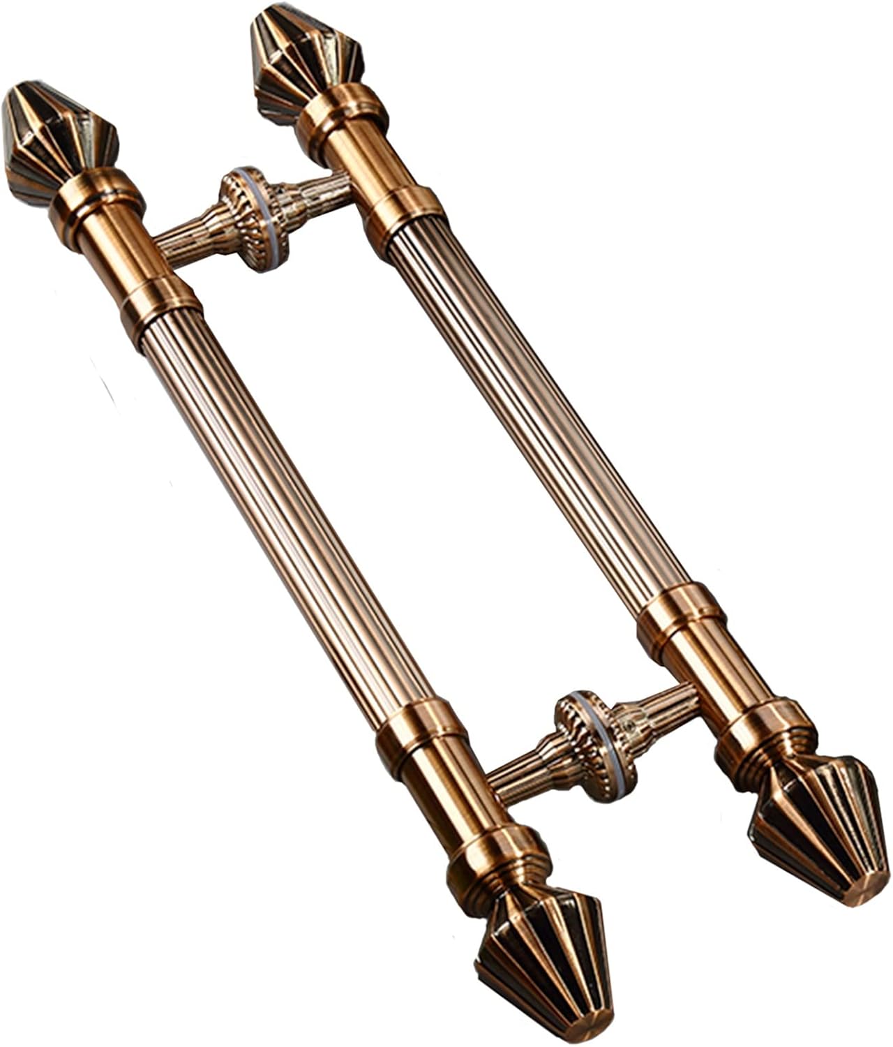 Rose Gold Push Pull Door Handle Set for Office Gates Garage Doors Wooden and Glass Doors Outdoor Sliding Door Handle with or Without Frame (80cm/31.5in)